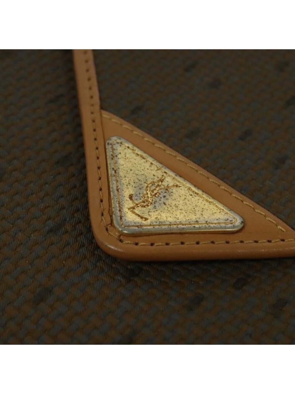 Authentic SAINT LAURENT Shoulder Bag PVC Leather Brown Gold - Picture 16 of 16